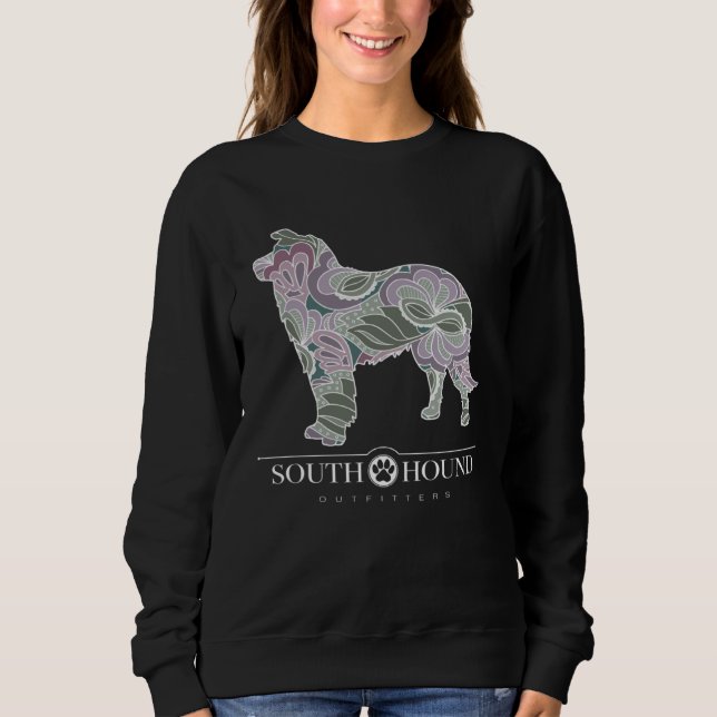 Sudadera Border Collie Dog Sage Blush Floral Pattern (Anverso)