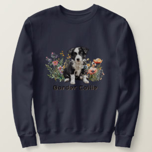 Sudadera Border Collie entre flores silvestres Texto person