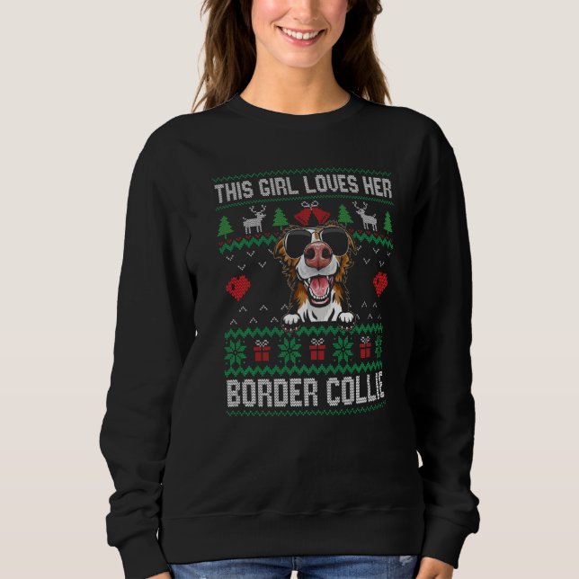 Sudadera Border Collie Girl Cool Ugly Christmas for Dog Mom (Anverso)