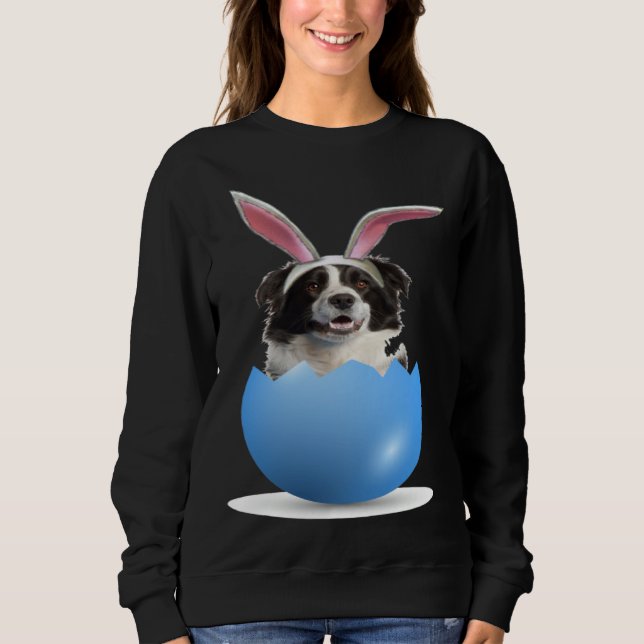 Sudadera Border Collie Herding Dog Easter Bunny Egg Hunting (Anverso)