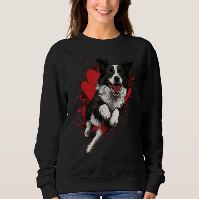 Sudadera Border Collie Love Heart Valentines Day Border Col (Anverso)