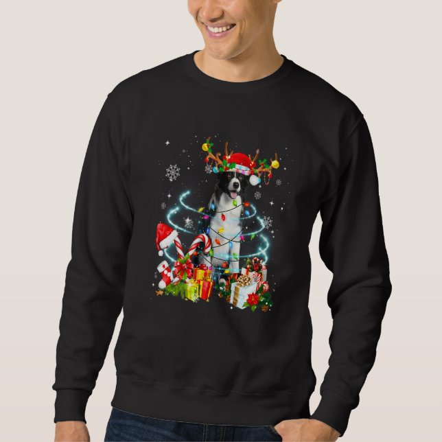 Sudadera Border Collie Reindeer Christmas Tree Lights Pajam (Anverso)