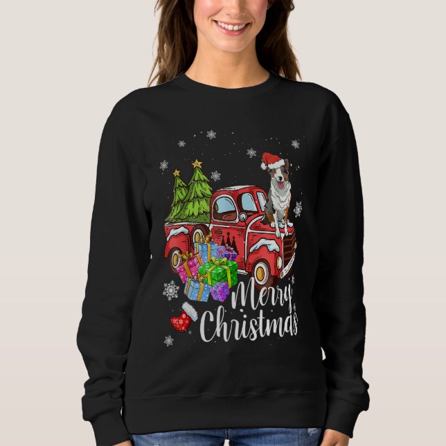 Sudadera Border Collie Riding Red Truck Xmas Merry Christma (Anverso)