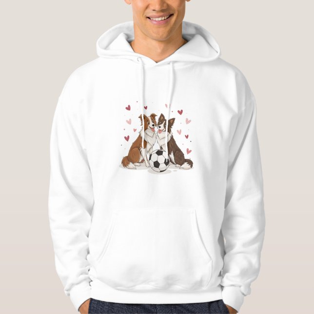 Sudadera Border Collies with soccer ball for Valentine's Da (Anverso)
