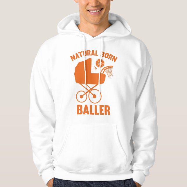 Sudadera Born Baller natural (Anverso)