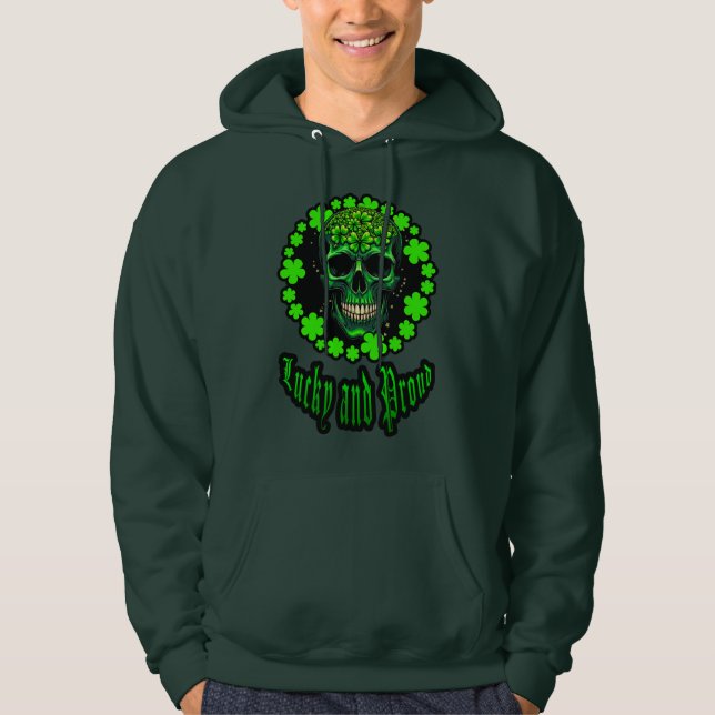 Sudadera Born Lucky Skull St Patrick’s Day Shirt – Moletons (Anverso)