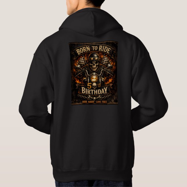 Sudadera Born to Ride 50th Birthday Biker Skull (Reverso)