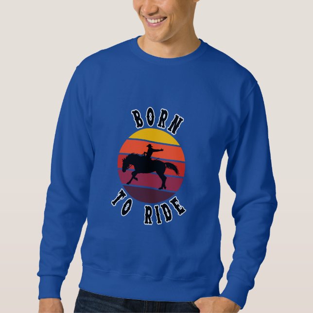 Sudadera Born to Ride - Retro Sunset Horseback Riding Desig (Anverso)