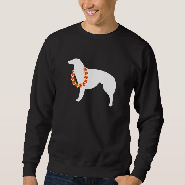 Sudadera Borzoi Aloha Hawai Lei Dog (Anverso)