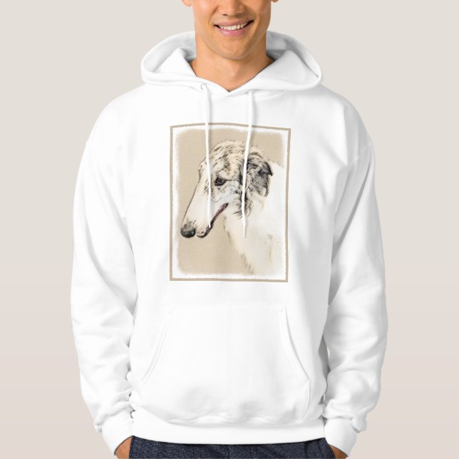 Sudadera Borzoi (Brindle plateado) Pintura original de arte (Anverso)