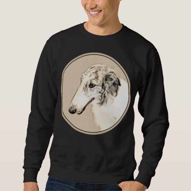 Sudadera Borzoi (Brindle plateado) Pintura original de arte (Anverso)