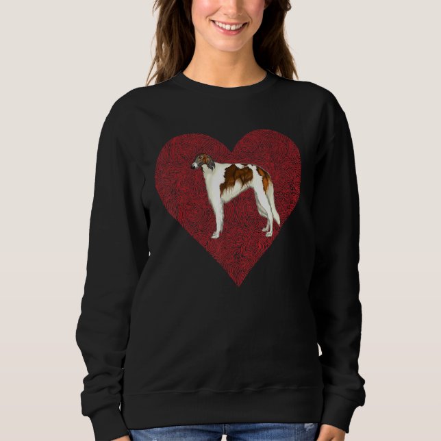 Sudadera Borzoi Día de San Valentín Amor de Perro Huella Da (Anverso)