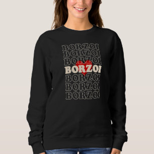 Sudadera Borzoi Dog Cute Heart Retro Vintage