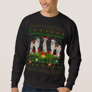 Sudadera Borzoi Dog Lover Xmas iluminando Santa Ugly Borzoi
