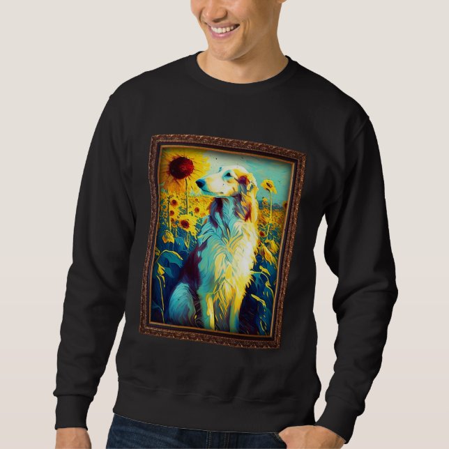 Sudadera Borzoi Painting Sunflower Flower Mom Women Floral  (Anverso)