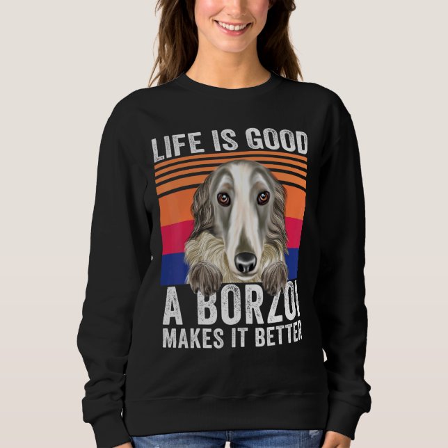 Sudadera Borzois hace que tu vida sea buena cosecha (Anverso)
