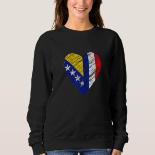 Sudadera Bosnia Francia Corazón Bandera Francesa Bandera Bo