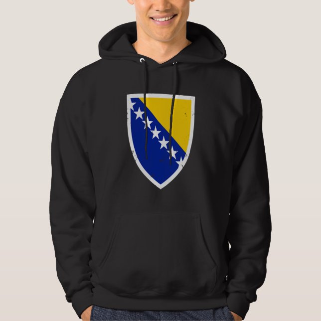 Sudadera Bosnia Vintage Emblem Flag Proud Bosnian (Anverso)