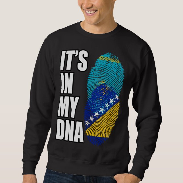 Sudadera Bosnian And Kazakhstani Mix DNA Heritage Flag (Anverso)