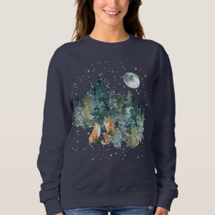 Sudadera Bosque Familiar de Zorros Noche de Luna Llena Fies