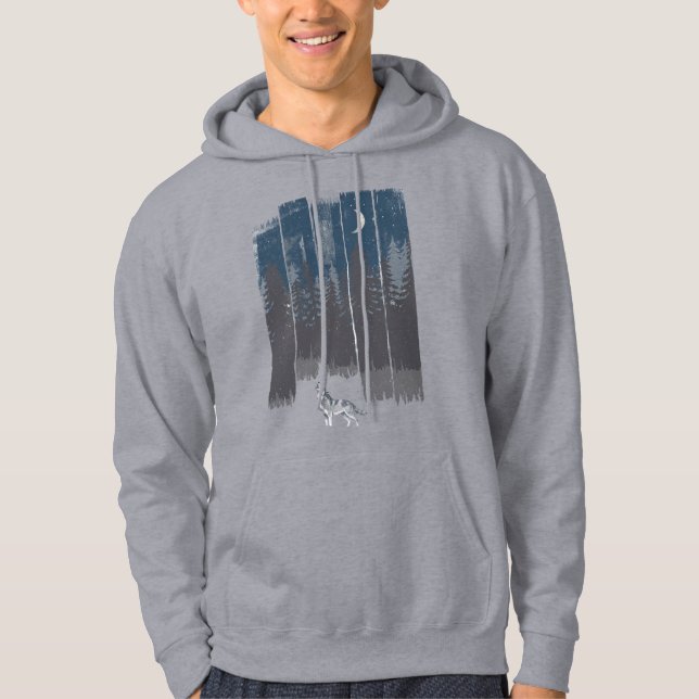 Sudadera Bosque Nocturno Silueta de Lobo (Anverso)