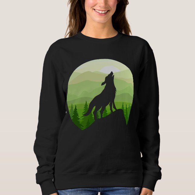 Sudadera Bosque Wolf Silhouette y Montaña (Anverso)