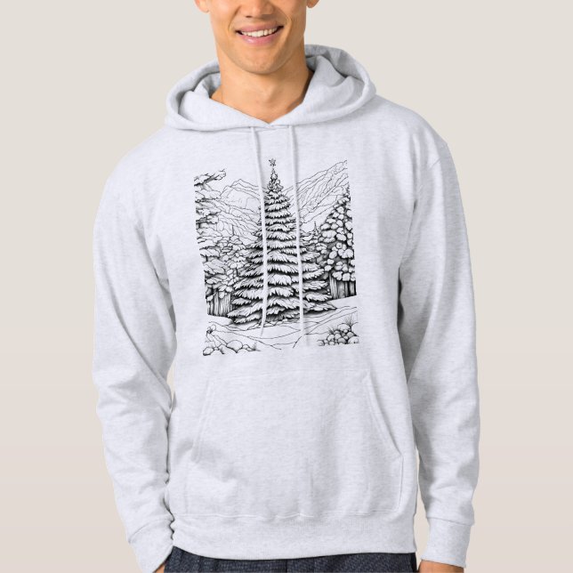Sudadera Bosques de árboles de navidad natural, hoodie (Anverso)