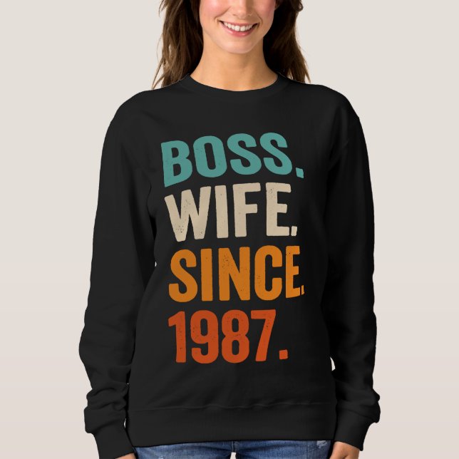 Sudadera Boss Wife Since 1987 36th wedding anniversary (Anverso)