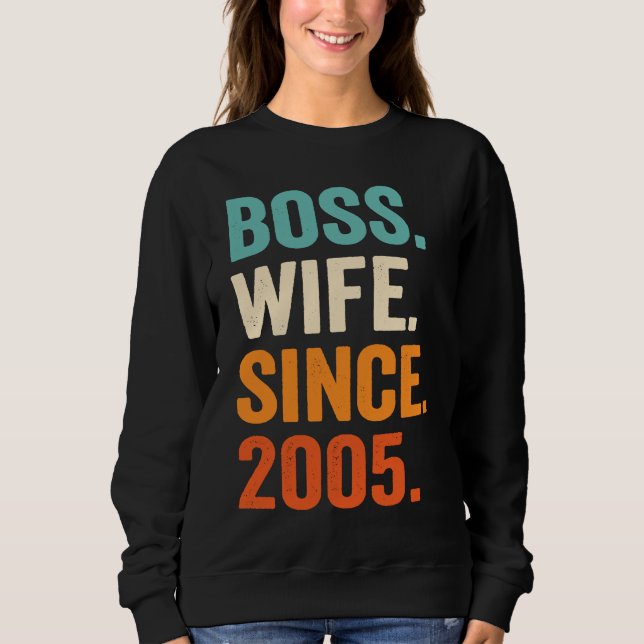 Sudadera Boss Wife Since 2005 18th wedding anniversary (Anverso)
