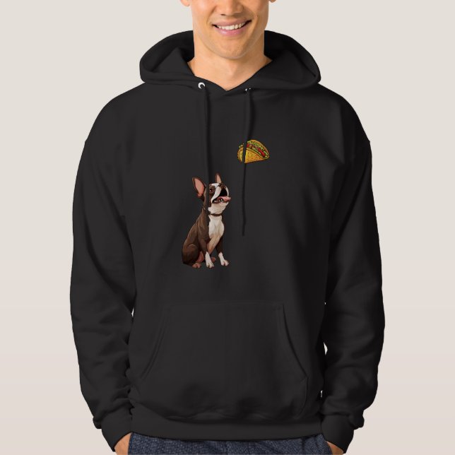 Sudadera Bostie Mirando Tacos, Funny Boston Terrier (Anverso)