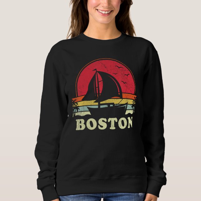 Sudadera Boston Massachusetts Sail Boat Boating Captain Sai (Anverso)