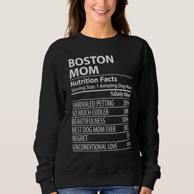 Sudadera Boston Mom Nutrition Facts  Boston Dog Owner (Anverso)