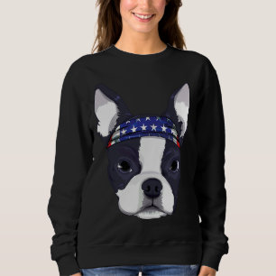 Sudadera Boston Terrier 4th Of July American Flag Bandana