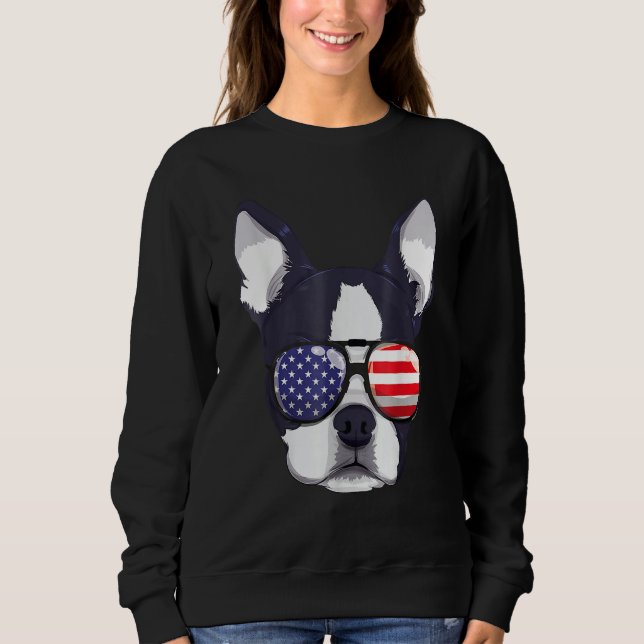 Sudadera Boston Terrier 4th Of July American Sunglass Boys  (Anverso)