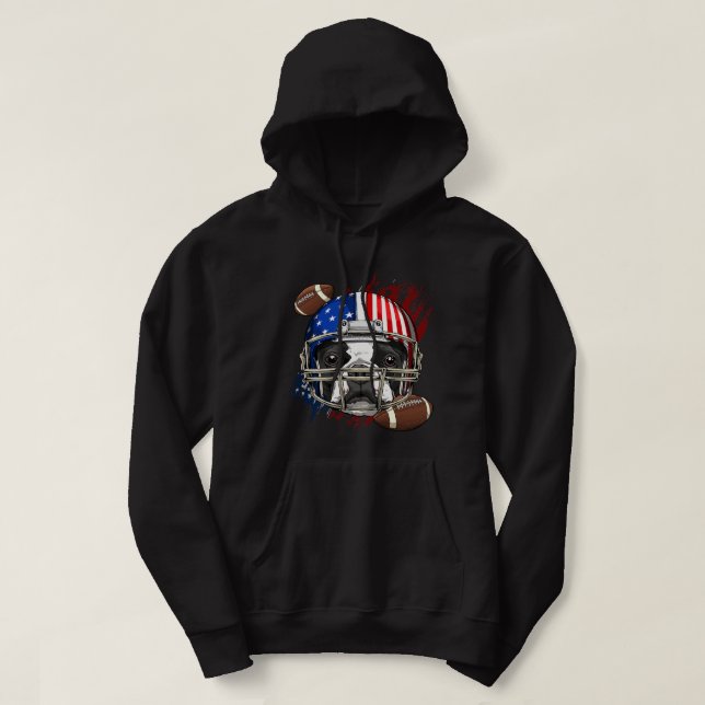 Sudadera Boston Terrier American Football Dog Amantes EE.UU (Diseño del anverso)