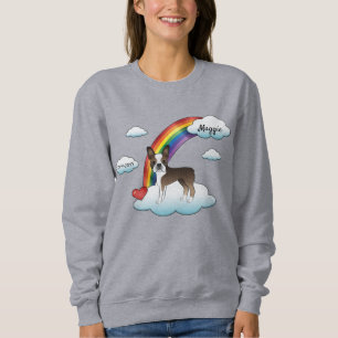 Sudadera Boston Terrier Atigrado y Blanco Memorial Arcoíris