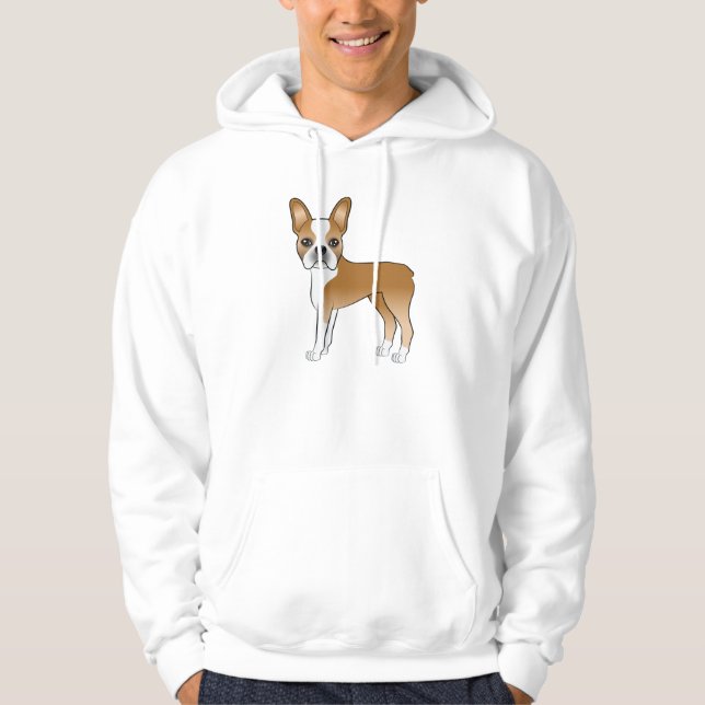 Sudadera Boston Terrier Castaño y Blanco Perro De Dibujos A (Anverso)