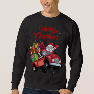 Sudadera Boston Terrier Con Santa Claus En Camión Rojo