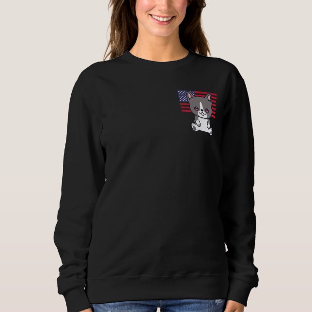 Sudadera Boston Terrier Dog 4 De Julio Patriótico Usa Ameri (Anverso)