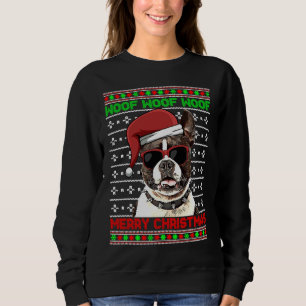 Sudadera Boston Terrier Dog Funny Woof Feliz Navidad