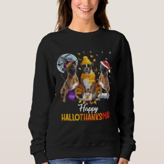 Sudadera Boston Terrier dog Happy Hallothanksmas Halloween 