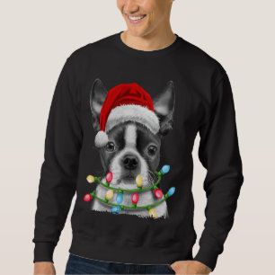 Sudadera Boston Terrier Dog Santa Christmas Tree Ilumina Xm