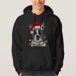 Sudadera Boston Terrier Dog Santa Christmas Tree Ilumina Xm<br><div class="desc">Boston Terrier Dog Santa Christmas Tree Enfoca Navidad</div>