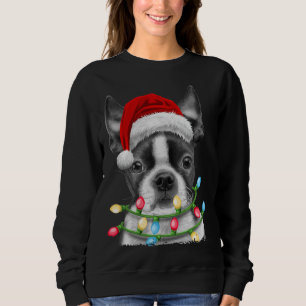 Sudadera Boston Terrier Dog Santa Christmas Tree Ilumina Xm