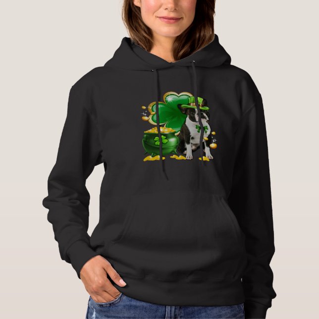 Sudadera Boston Terrier Dog Shamrock Irish Saint St Patrick (Anverso)