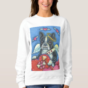 Sudadera Boston Terrier, DOG VALENTINE SWEATSHIRT White