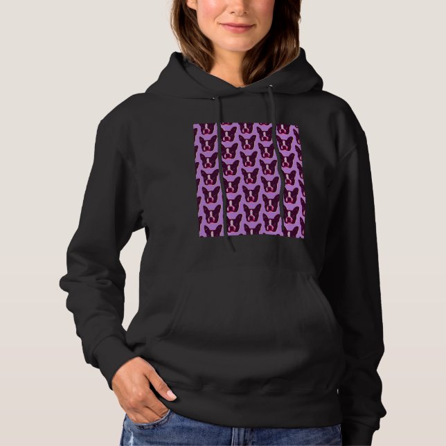 Sudadera Boston Terrier Face Pop Art In Purple Purple Bost (Anverso)