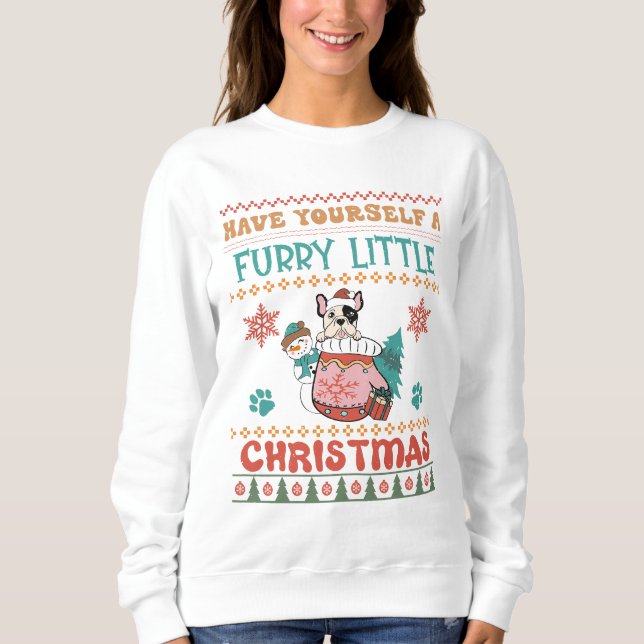 Sudadera Boston Terrier Furry Little Navidades (Anverso)