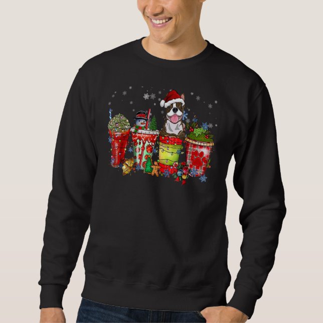 Sudadera Boston Terrier Iced Latte Snowmen Dulce Nieve Chri (Anverso)