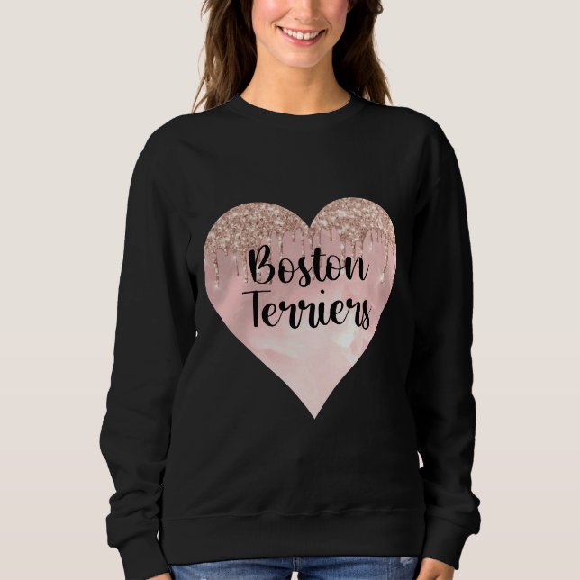 Sudadera Boston Terrier Love With Purpurina (Anverso)